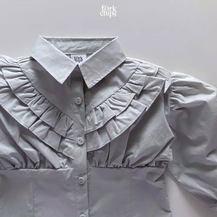Fork Chips - Korean Children Fashion - #kidsshorts - Dart Frill Blouse - 6