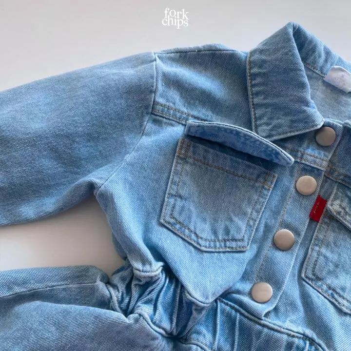 Fork Chips - Korean Children Fashion - #fashionkids - Mad Denim One-piece - 4