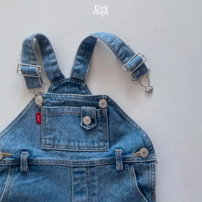 Fork Chips - Korean Children Fashion - #kidsshorts - River Denim Dungarees - 3
