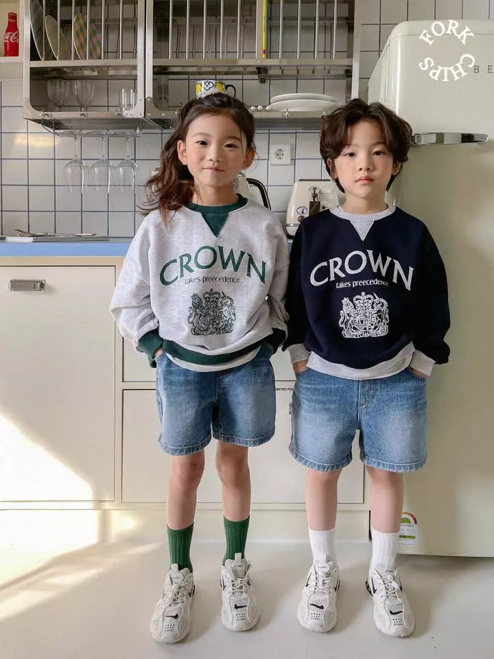Fork Chips - Korean Children Fashion - #kidsstore - Crown Sweatshirt - 11