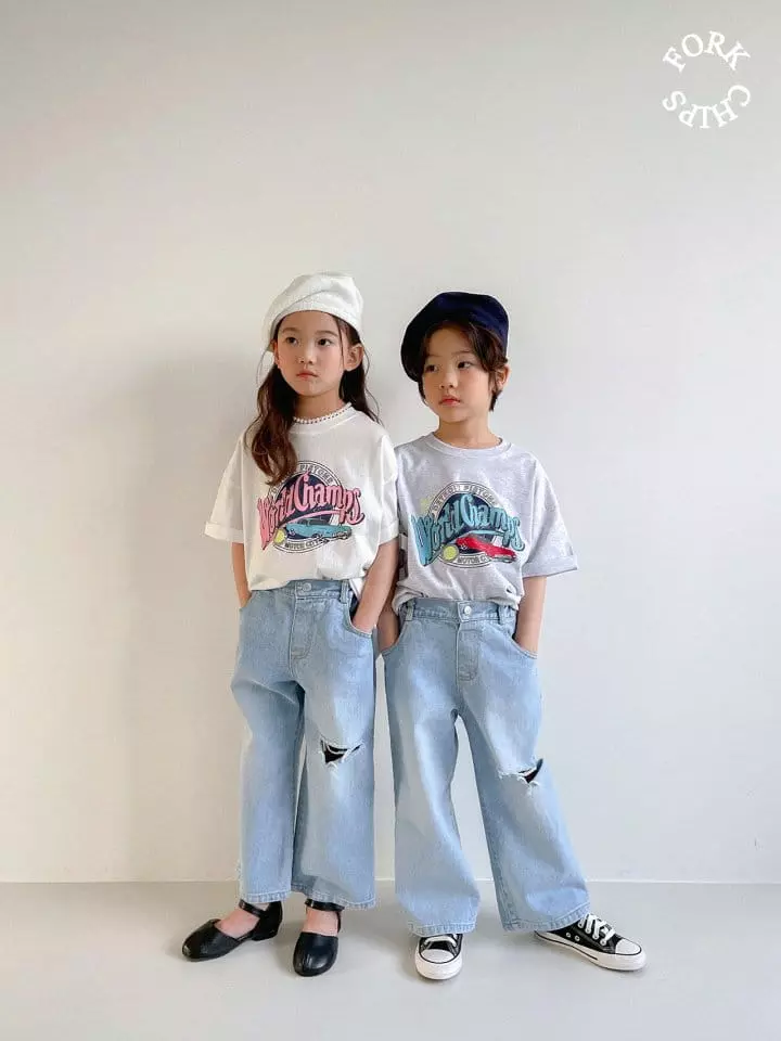 Fork Chips - Korean Children Fashion - #kidsstore - World Short Sleeves Tee - 10