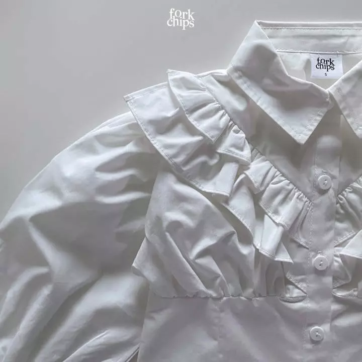 Fork Chips - Korean Children Fashion - #kidsstore - Dart Frill Blouse - 7