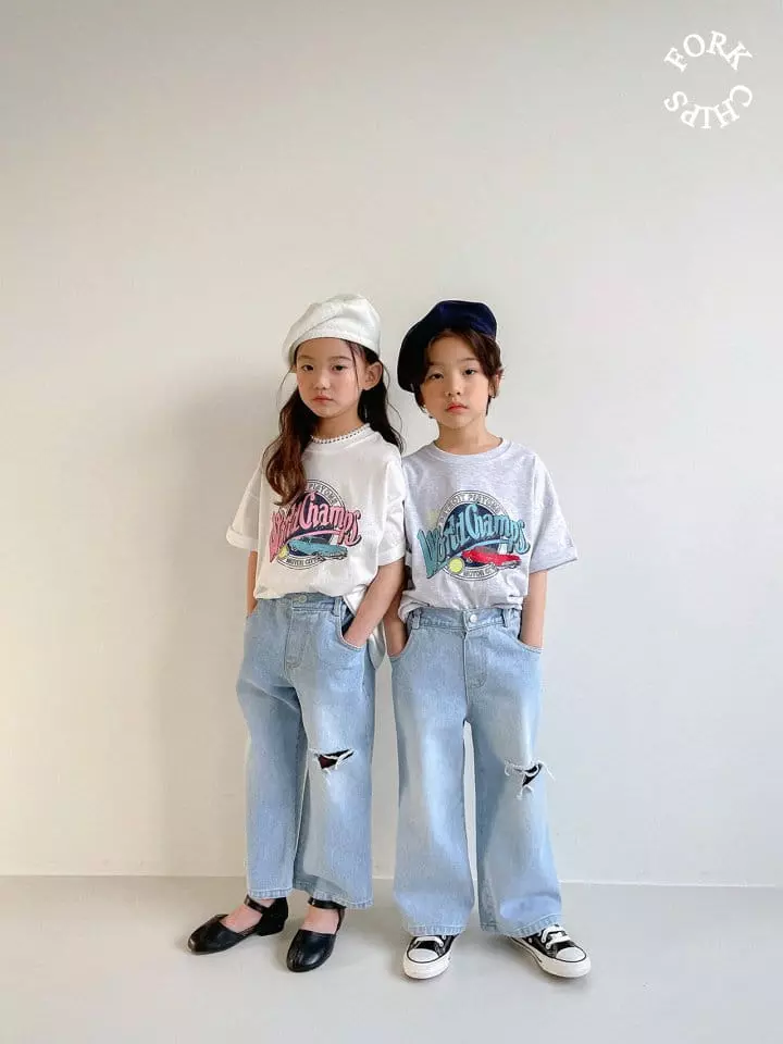 Fork Chips - Korean Children Fashion - #kidzfashiontrend - World Short Sleeves Tee - 11