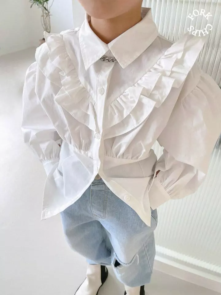 Fork Chips - Korean Children Fashion - #littlefashionista - Dart Frill Blouse - 10