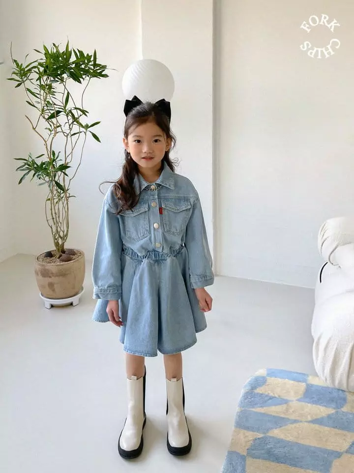 Fork Chips - Korean Children Fashion - #littlefashionista - Mad Denim One-piece - 8