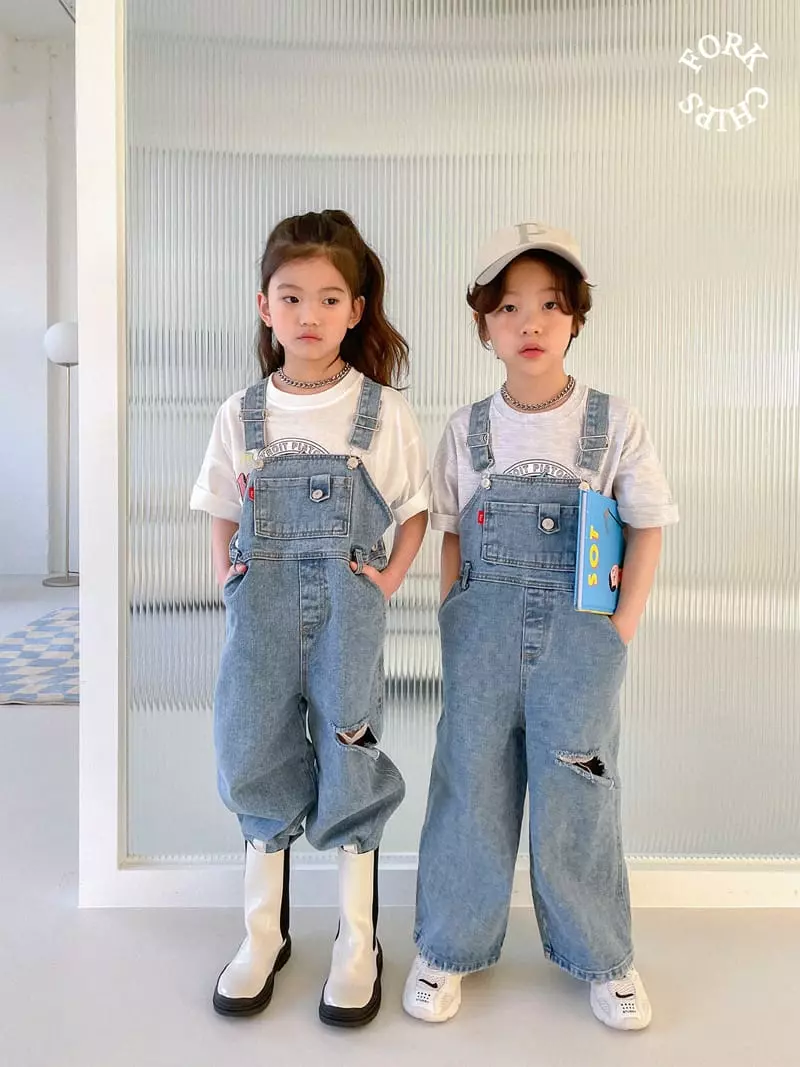 Fork Chips - Korean Children Fashion - #littlefashionista - River Denim Dungarees - 7