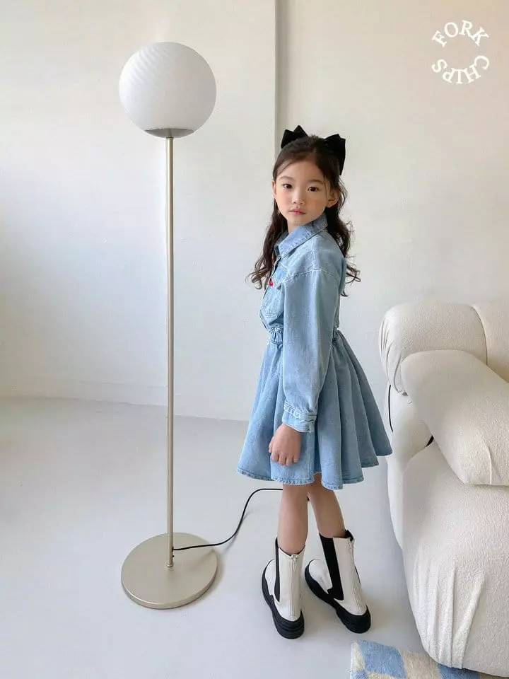 Fork Chips - Korean Children Fashion - #magicofchildhood - Mad Denim One-piece - 9