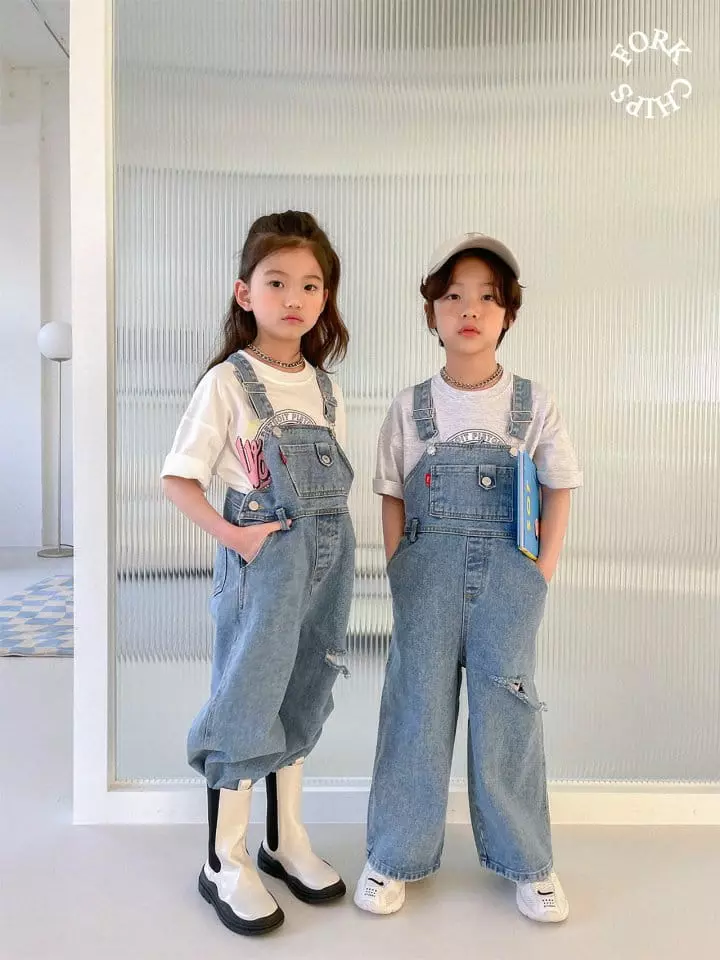 Fork Chips - Korean Children Fashion - #magicofchildhood - River Denim Dungarees - 8