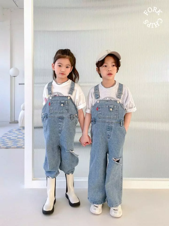 Fork Chips - Korean Children Fashion - #minifashionista - River Denim Dungarees - 9