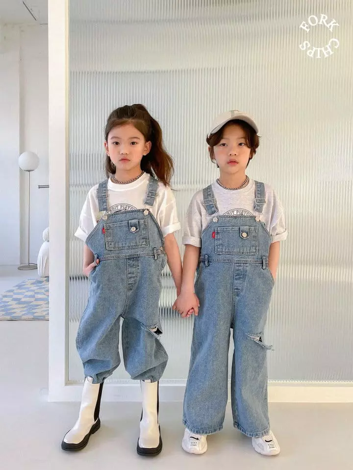 Fork Chips - Korean Children Fashion - #prettylittlegirls - River Denim Dungarees - 10