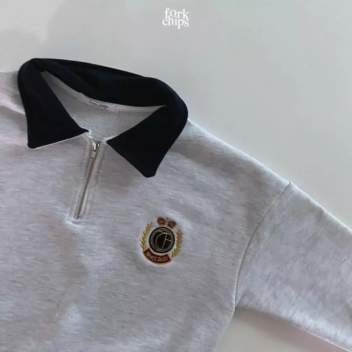 Fork Chips - Korean Children Fashion - #stylishchildhood - School Half Zip-up Sweatshirt - 5