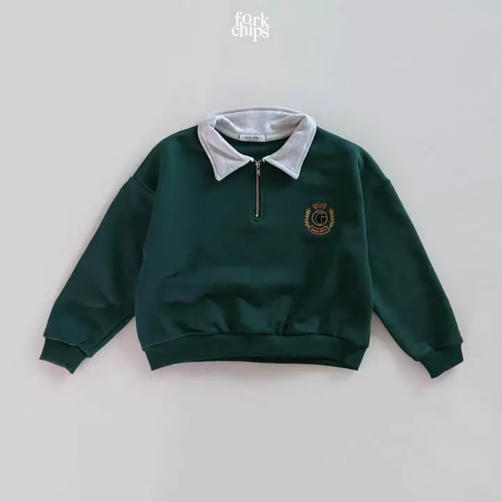Fork Chips - Korean Children Fashion - #todddlerfashion - School Half Zip-up Sweatshirt - 3