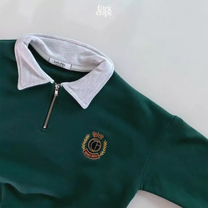 Fork Chips - Korean Children Fashion - #todddlerfashion - School Half Zip-up Sweatshirt - 4
