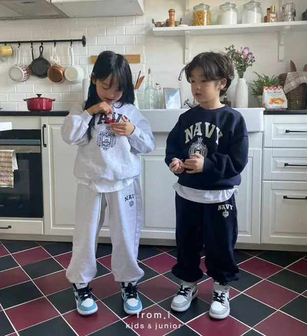 From I - Korean Children Fashion - #designkidswear - Navy Jogger Pants - 8