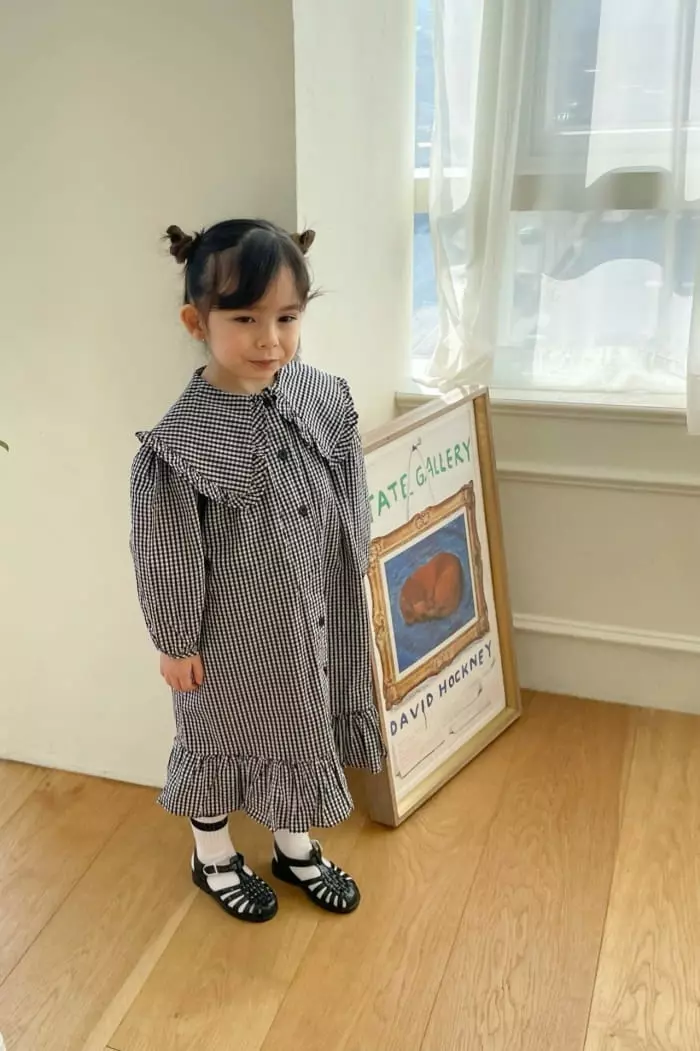 Garden - Korean Children Fashion - #prettylittlegirls - Check Frill One-piece - 4
