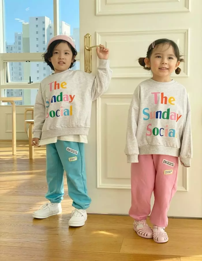 Garden - Korean Children Fashion - #discoveringself - Sunday Sweatshirt Bottom Set - 3