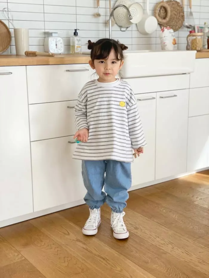 Garden - Korean Children Fashion - #fashionkids - Stripes Smile Tee