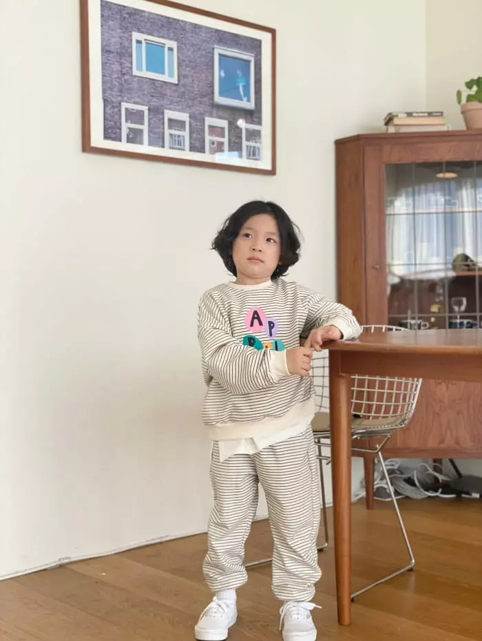 Garden - Korean Children Fashion - #kidsstore - Stripes Paint Top Bottom Set