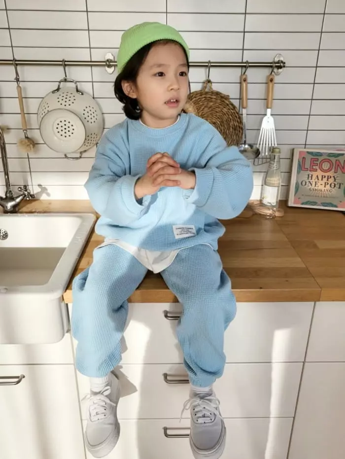 Garden - Korean Children Fashion - #littlefashionista - Waffle Top Bottom Set