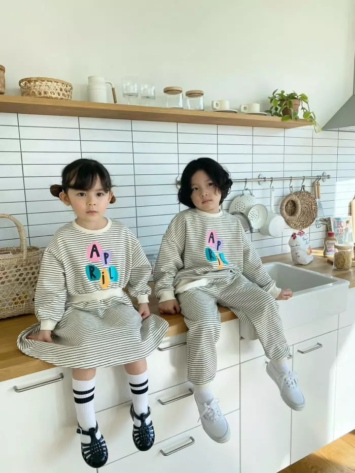 Garden - Korean Children Fashion - #magicofchildhood - Stripes Paint Top Bottom Set - 5