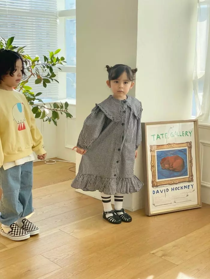 Garden - Korean Children Fashion - #magicofchildhood - Check Frill One-piece