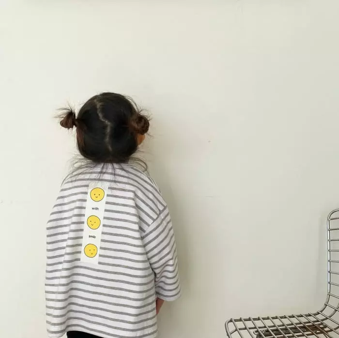 Garden - Korean Children Fashion - #todddlerfashion - Stripes Smile Tee - 10