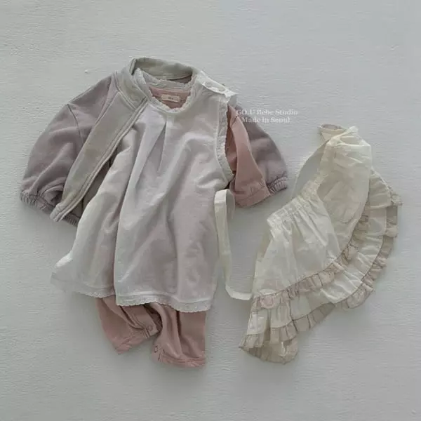 Go;u - Korean Baby Fashion - #babyboutique - Bebe Lace One-piece