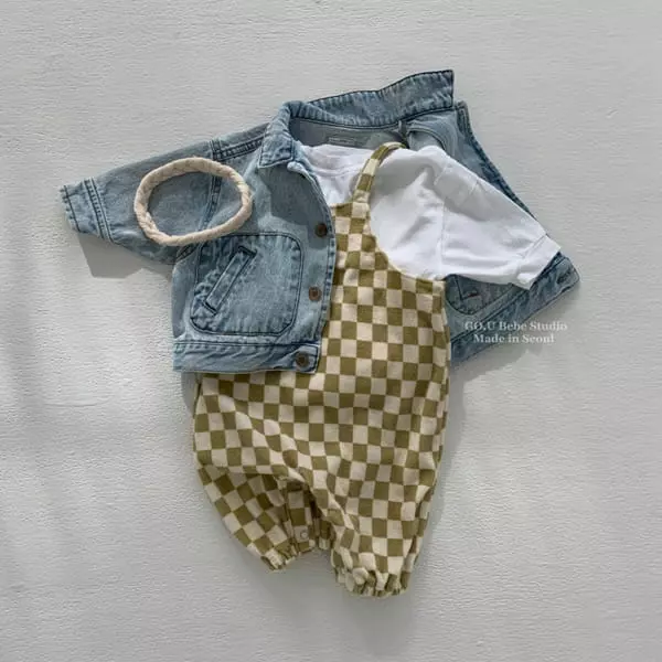 Go;u - Korean Baby Fashion - #babyfashion - Bebe Square Denim Jacket - 2