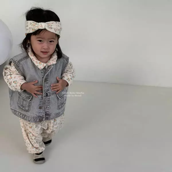 Go;u - Korean Baby Fashion - #babyfashion - Bebe Apricot Bodysuit with Hairband - 12