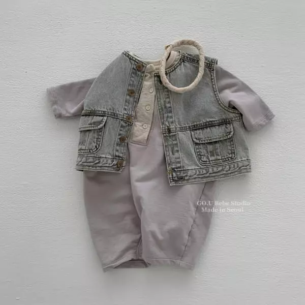 Go;u - Korean Baby Fashion - #babyfever - Bebe No Collar Vest - 2