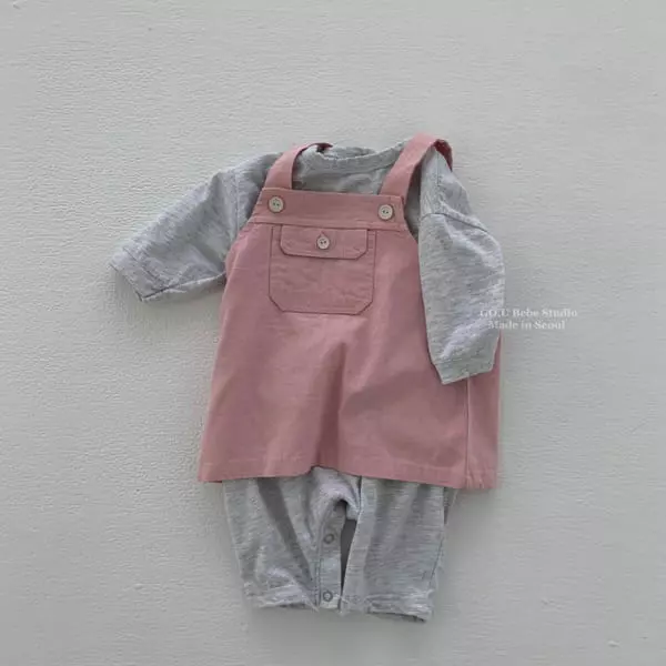 Go;u - Korean Baby Fashion - #babyootd - Bebe Popo Dungarees Skirt - 10