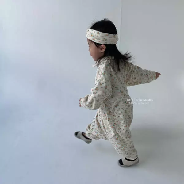 Go;u - Korean Baby Fashion - #babyoutfit - Bebe Apricot Bodysuit with Hairband - 4
