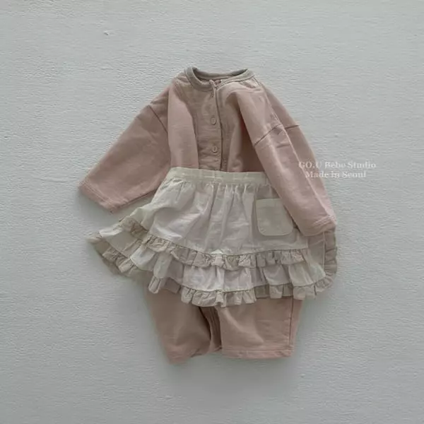 Go;u - Korean Baby Fashion - #babyoutfit - Button Long Bodysuit