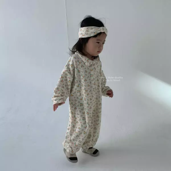 Go;u - Korean Baby Fashion - #onlinebabyshop - Bebe Apricot Bodysuit with Hairband - 7