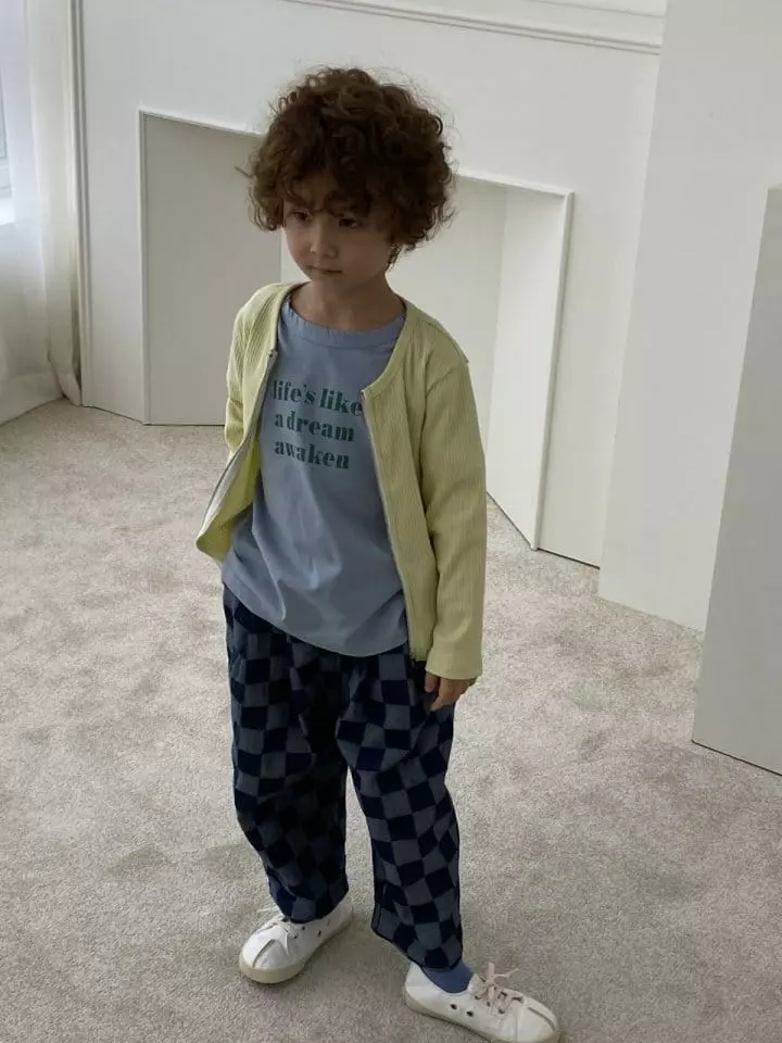 Green Tomato - Korean Children Fashion - #childofig - Check Denim Jeans - 3