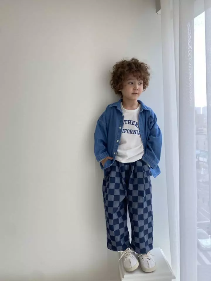 Green Tomato - Korean Children Fashion - #discoveringself - Check Denim Jeans - 6