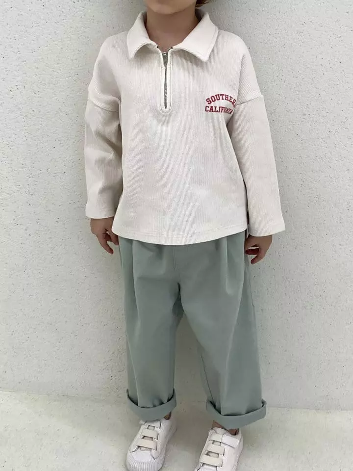 Green Tomato - Korean Children Fashion - #discoveringself - Waffle Collar Tee - 2