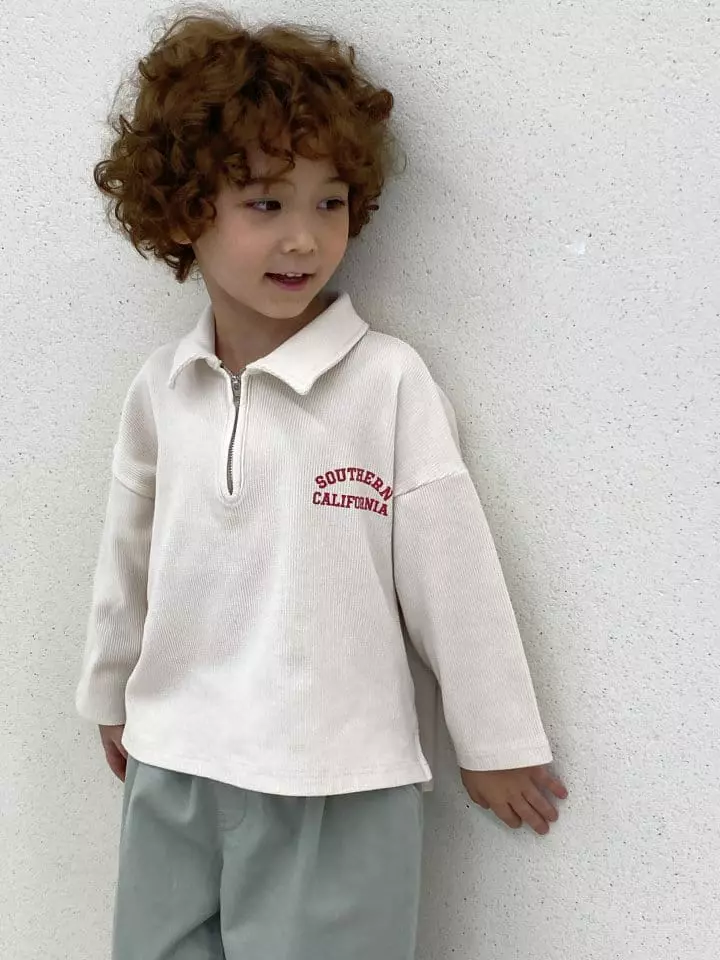 Green Tomato - Korean Children Fashion - #fashionkids - Waffle Collar Tee - 4