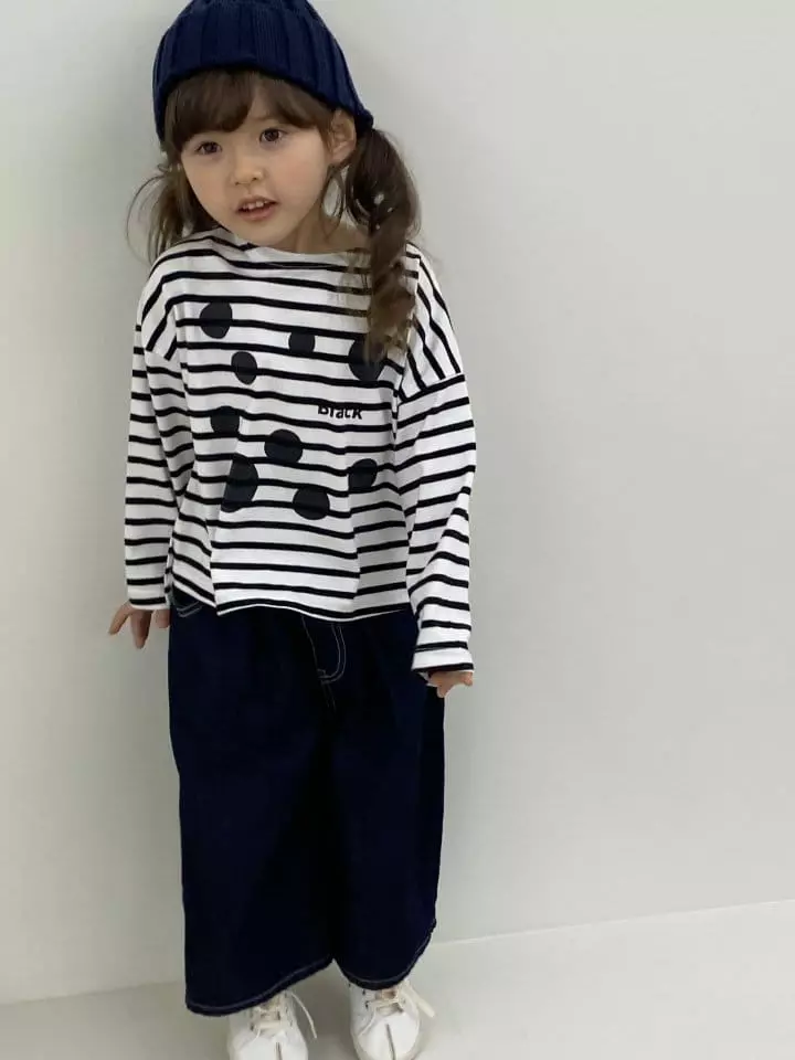 Green Tomato - Korean Children Fashion - #toddlerclothing - Stripes Boat Neck Tee - 3