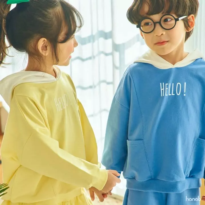 Hanab - Korean Children Fashion - #designkidswear - Hello Hoody Top Bottom Set
