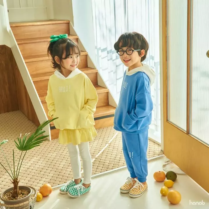 Hanab - Korean Children Fashion - #discoveringself - Hello Hoody Top Bottom Set - 2