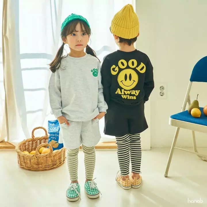 Hanab - Korean Children Fashion - #kidsshorts - Good Smile Top Bottom Set - 3