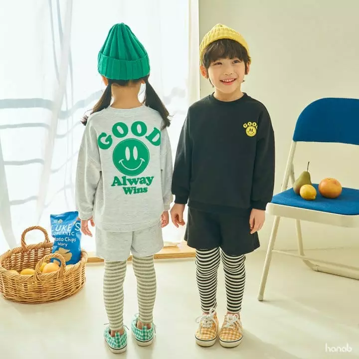 Hanab - Korean Children Fashion - #kidsshorts - Good Smile Top Bottom Set - 4