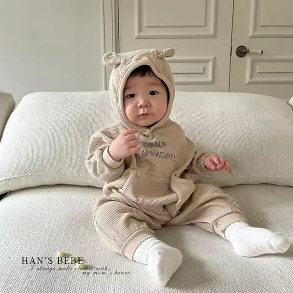 Han's - Korean Baby Fashion - #babyfever - Bebe Pocket Hoody Bodysuit