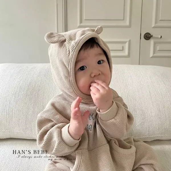Han's - Korean Baby Fashion - #babygirlfashion - Bebe Pocket Hoody Bodysuit - 2