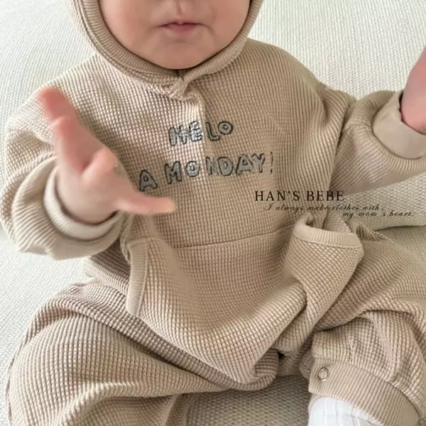 Han's - Korean Baby Fashion - #babylifestyle - Bebe Pocket Hoody Bodysuit - 3