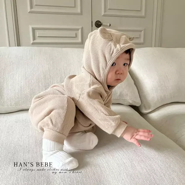Han's - Korean Baby Fashion - #babylifestyle - Bebe Pocket Hoody Bodysuit - 4