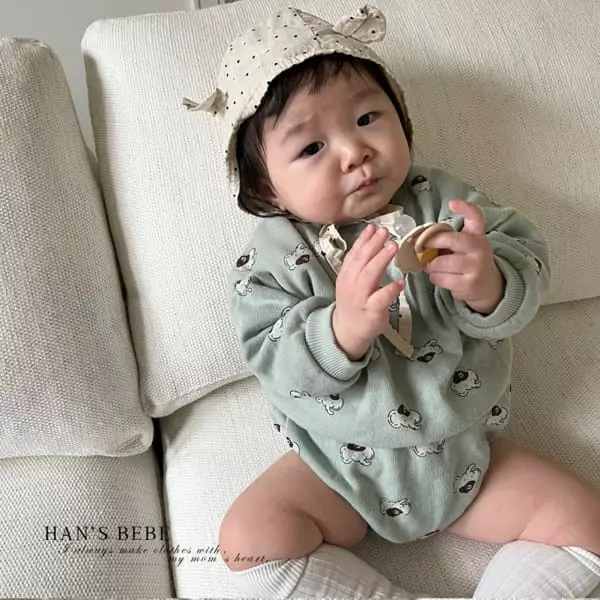 Han's - Korean Baby Fashion - #babyootd - Bebe Elphan Top Bottom Set - 11
