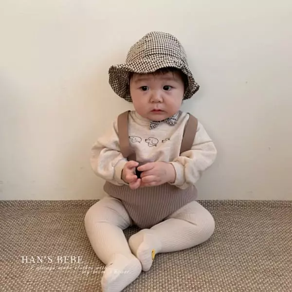 Han's - Korean Baby Fashion - #babyootd - Bebe Milk Dungarees Blommers - 2