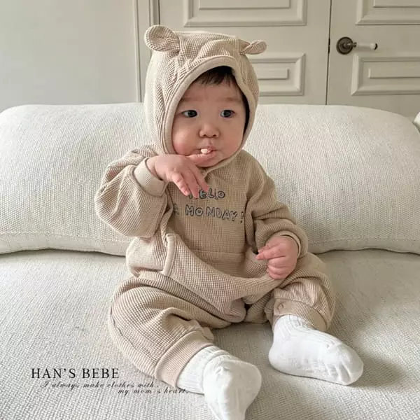 Han's - Korean Baby Fashion - #babyootd - Bebe Pocket Hoody Bodysuit - 5